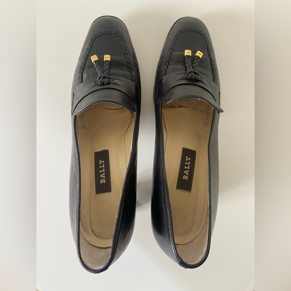 Bally Shoes - Bally Hampton Pump Women's Black Leather Styleflex Slip On Loafer Heel Italy